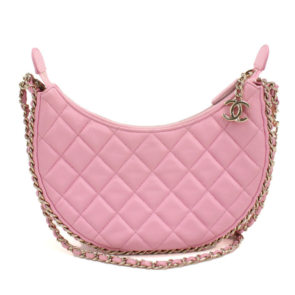 CHANEL AS3917 Small Hobo Bag, Matelassé, Women's, Pink